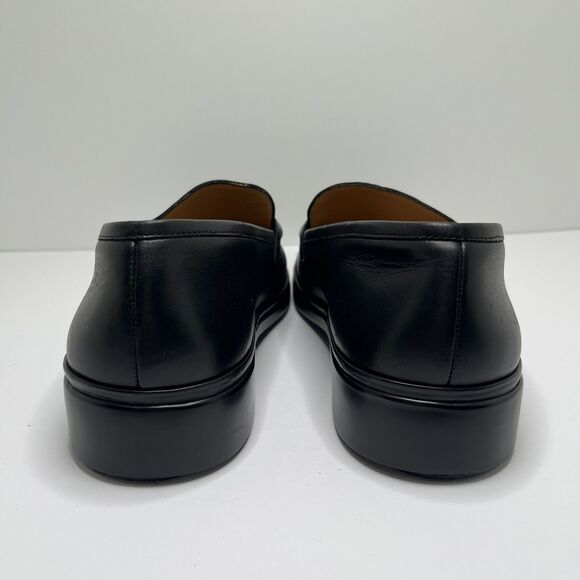 BALLY Black Leather Loafers Dress Shoes Silver Buckle Logo Men’s Size 8 D RARE main image 4